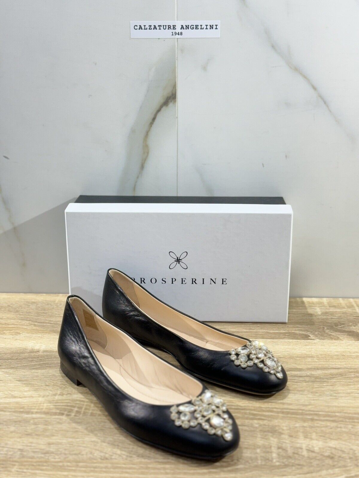 Prosperine Ballerina    donna Pelle Nera           luxury made in italy 40.5