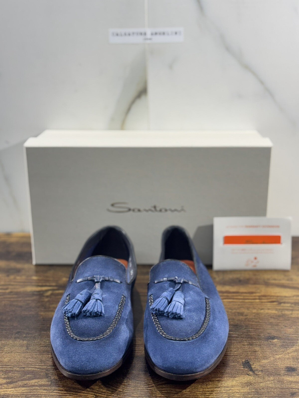 Santoni Scarpa Uomo Mocassino   Pelle  SuedeBlu Luxury Men Santoni Goodyear 43