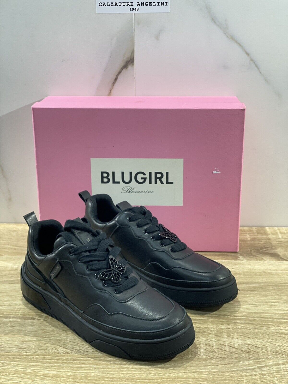 Blugirl Blumarine Donna sneaker Wow Pelle nera casual shoes woman 38