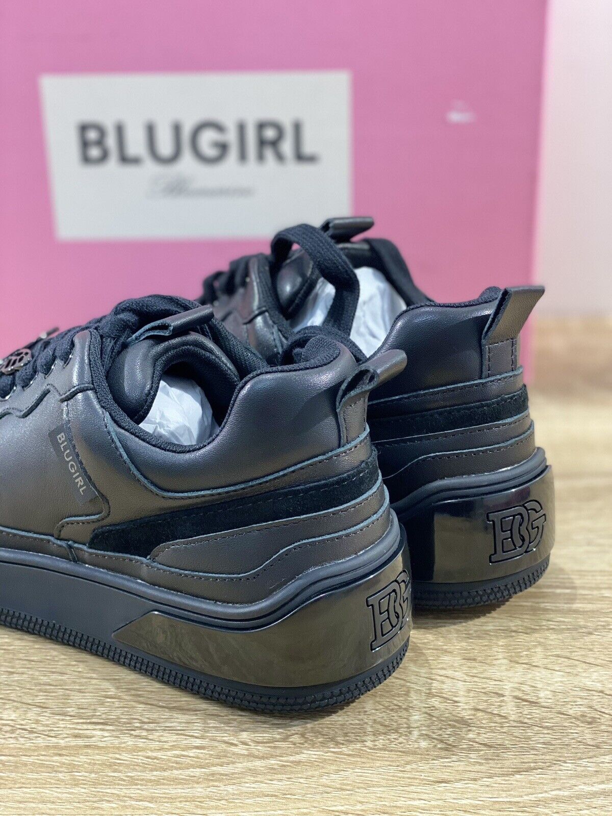 Blugirl Blumarine Donna sneaker Wow Pelle nera casual shoes woman 38