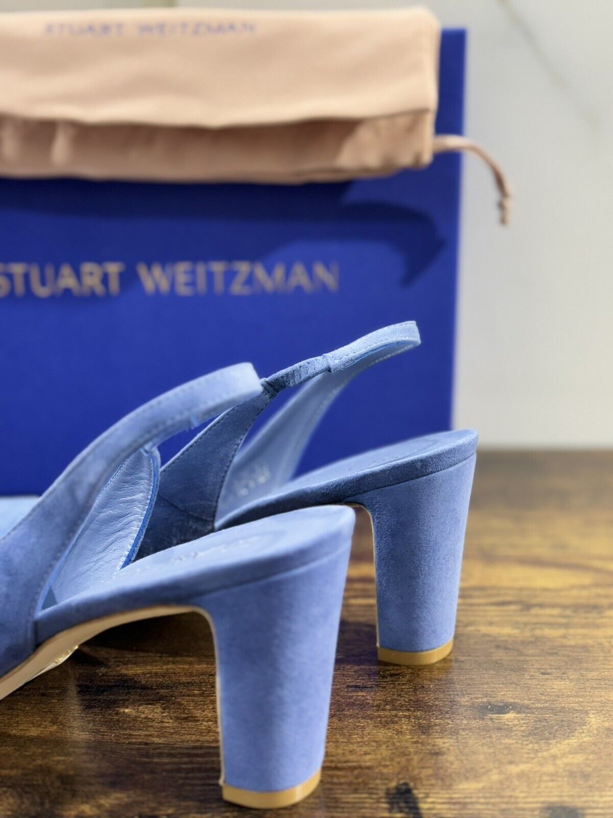 stuart weitzman Vida 75 Sling Back Blue Suede Luxury Woman Shoes  40