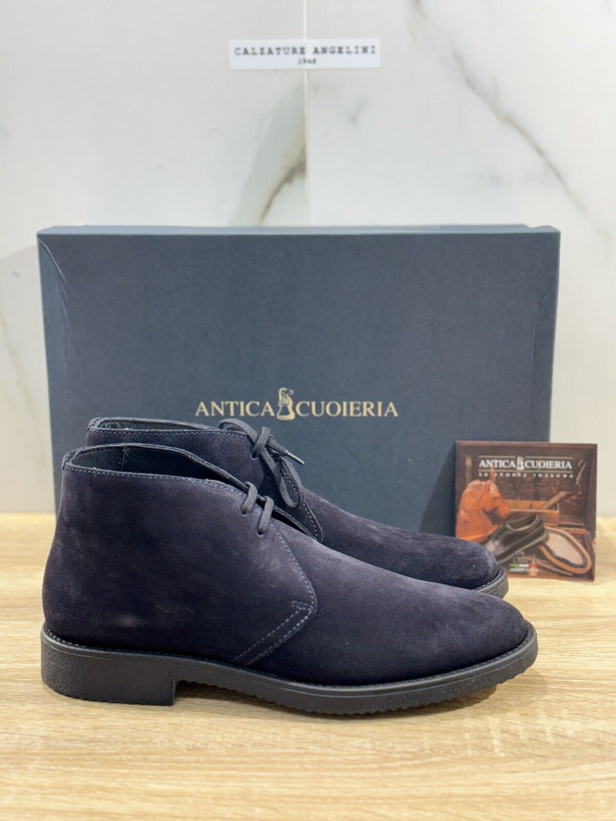 Antica Cuoieria Polacchino  Uomo Suede Blu   Made in Italy 41