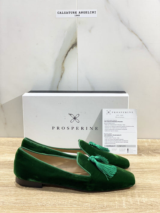 Prosperine Mocassino donna in Velluto Verde luxury made in italy 38