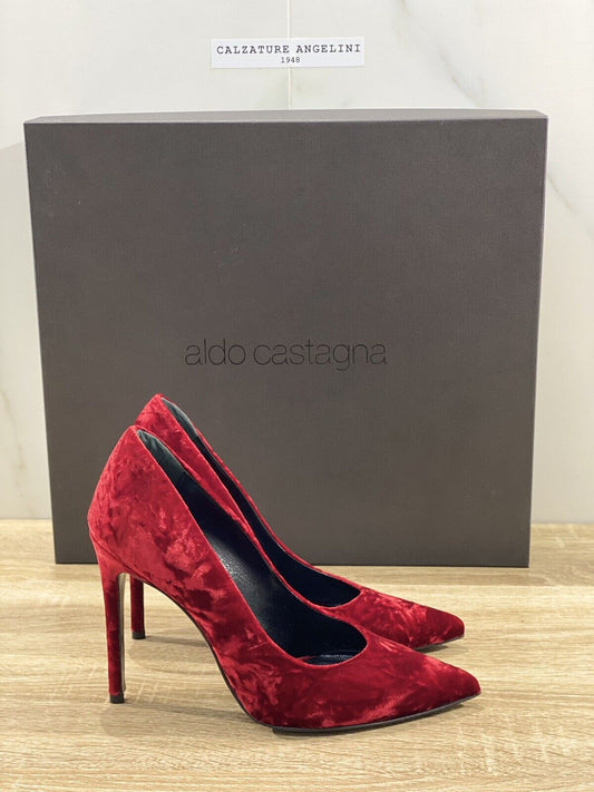 Aldo castagna décolleté hope in velluto rosso luxury shoes 36