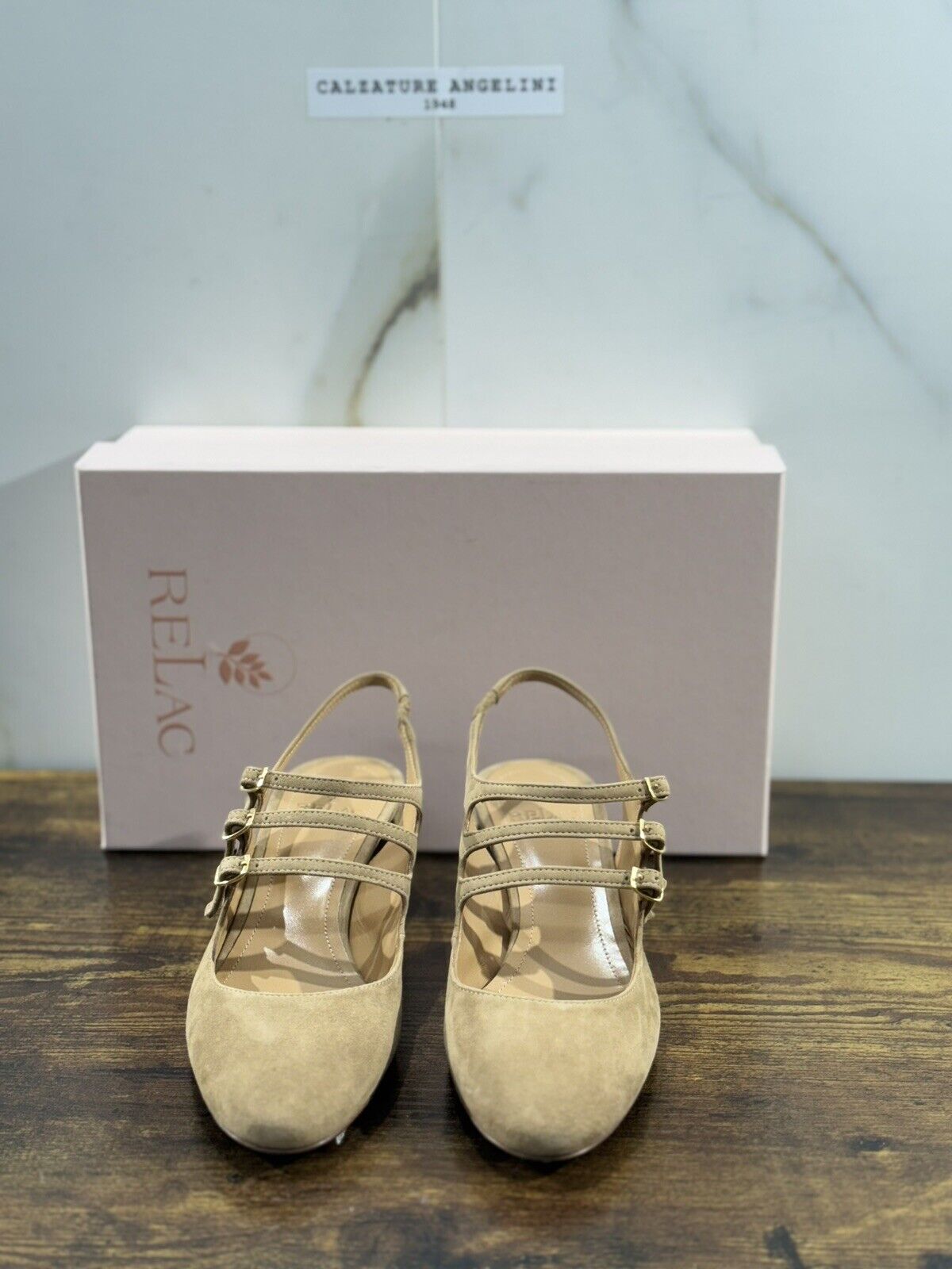 Relac Scarpa Donna Maryjane Suede Beige   Luxury Handmade Shoes Relac 36