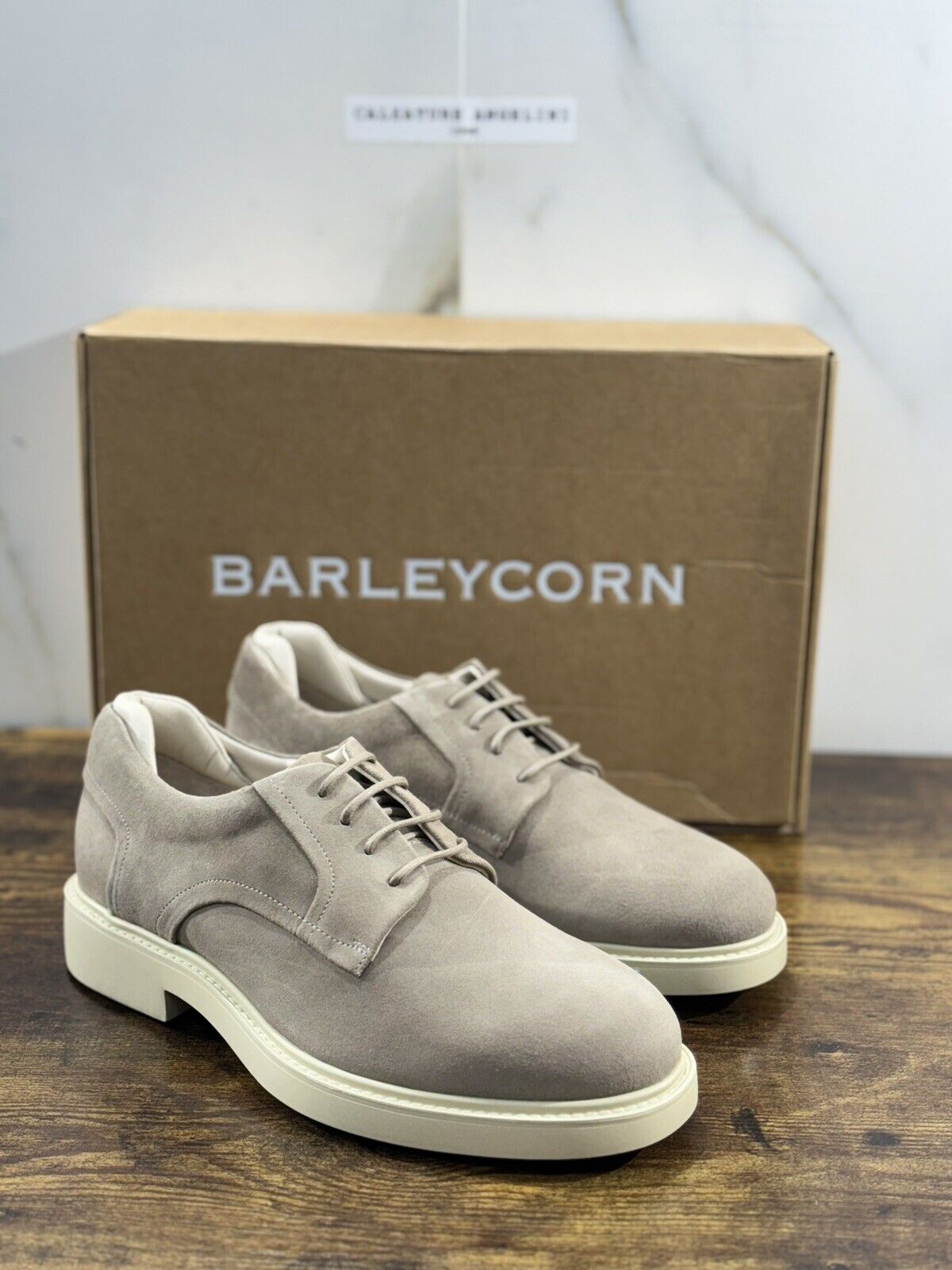 Barleycorn Scarpa Uomo Derby Sleek Suede Beige  Extralight Casual Men Shoes 40