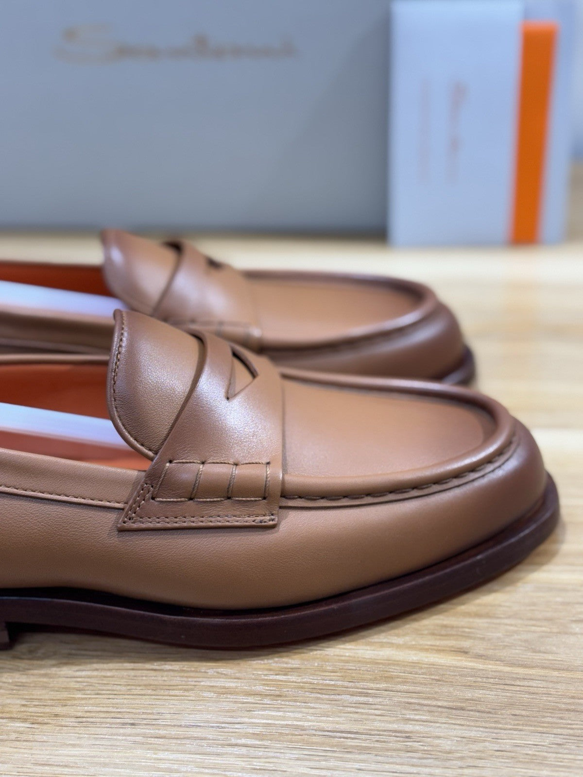 Santoni Mocassino Pelle Cuoio Luxury Santoni Scarpa Donna 37.5