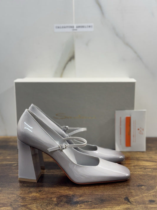 Santoni Décolleté Mary Jane Pelle Grey  Luxury Santoni Scarpe Donna 39.5