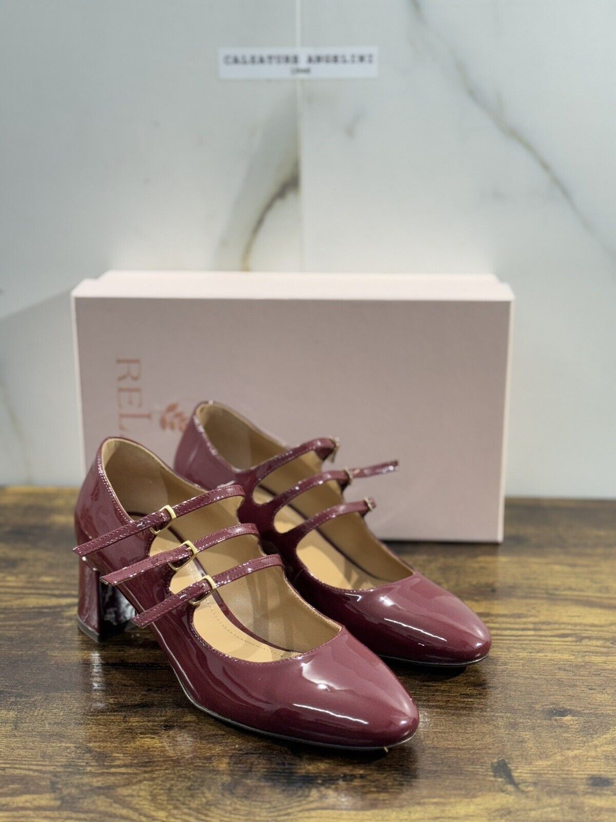 Relac Scarpa Donna Maryjane Bordeaux   Luxury Handmade Shoes Relac 36