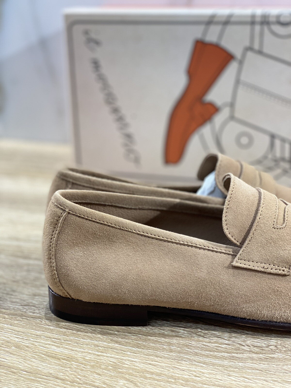 Il Mocassino Scarpa Uomo Tasca In Suede Sabbia Luxury Men Shoes 42.5