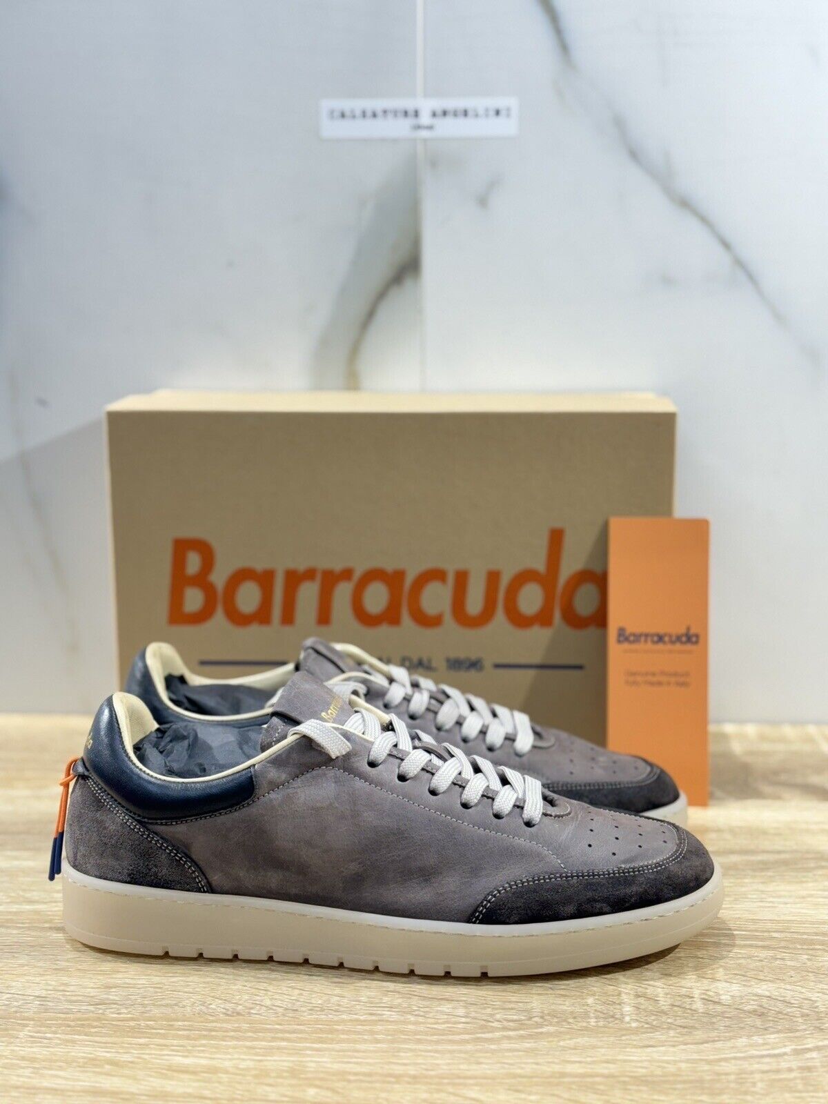 Barracuda Sneaker Uomo Pelle Super Soft Grigio  Fully Made In Italy Denim 45