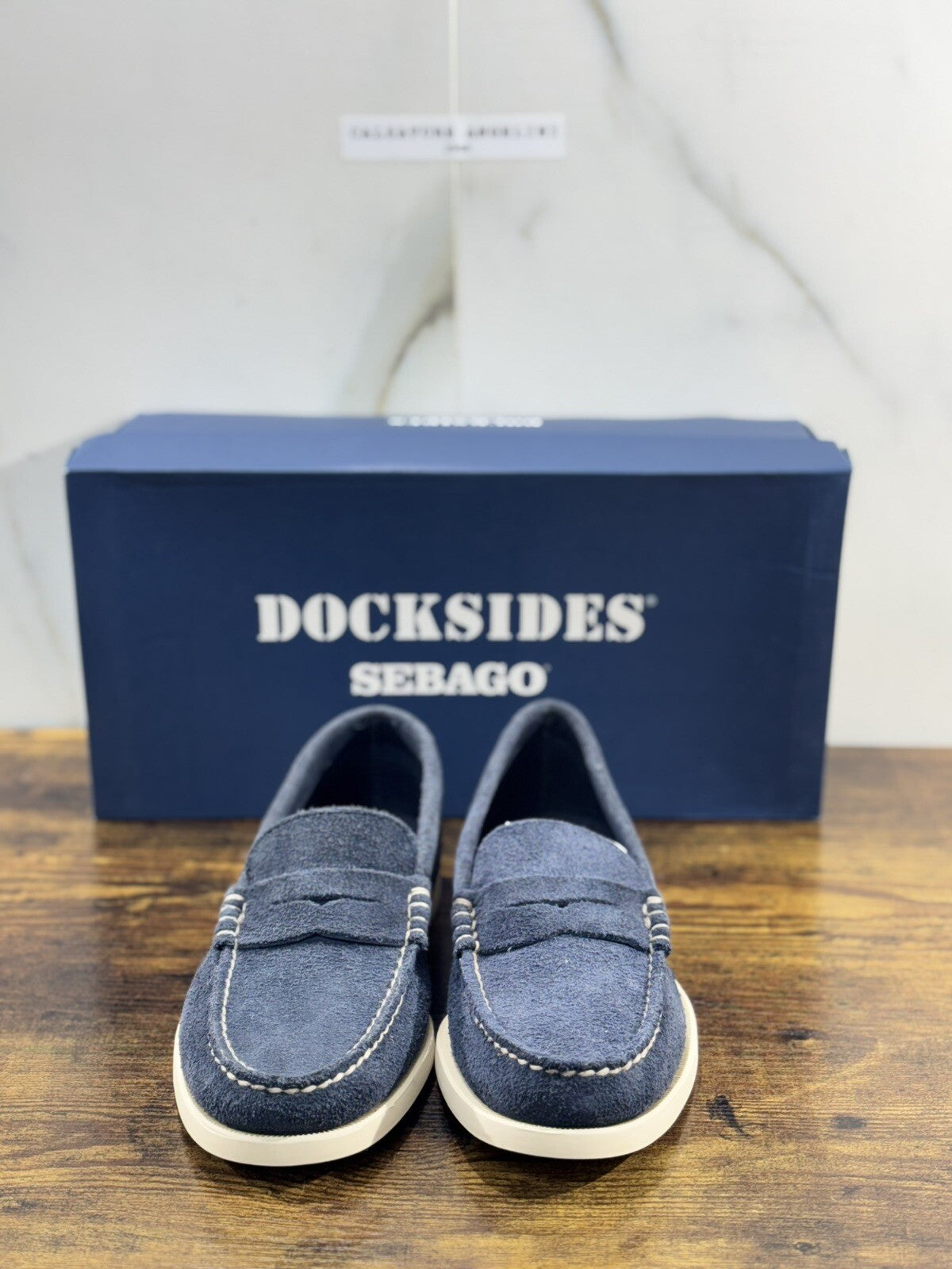 Sebago Docksides Dan Flesh Out Blu Suede   Scarpa Da Barca Uomo Sebago 41