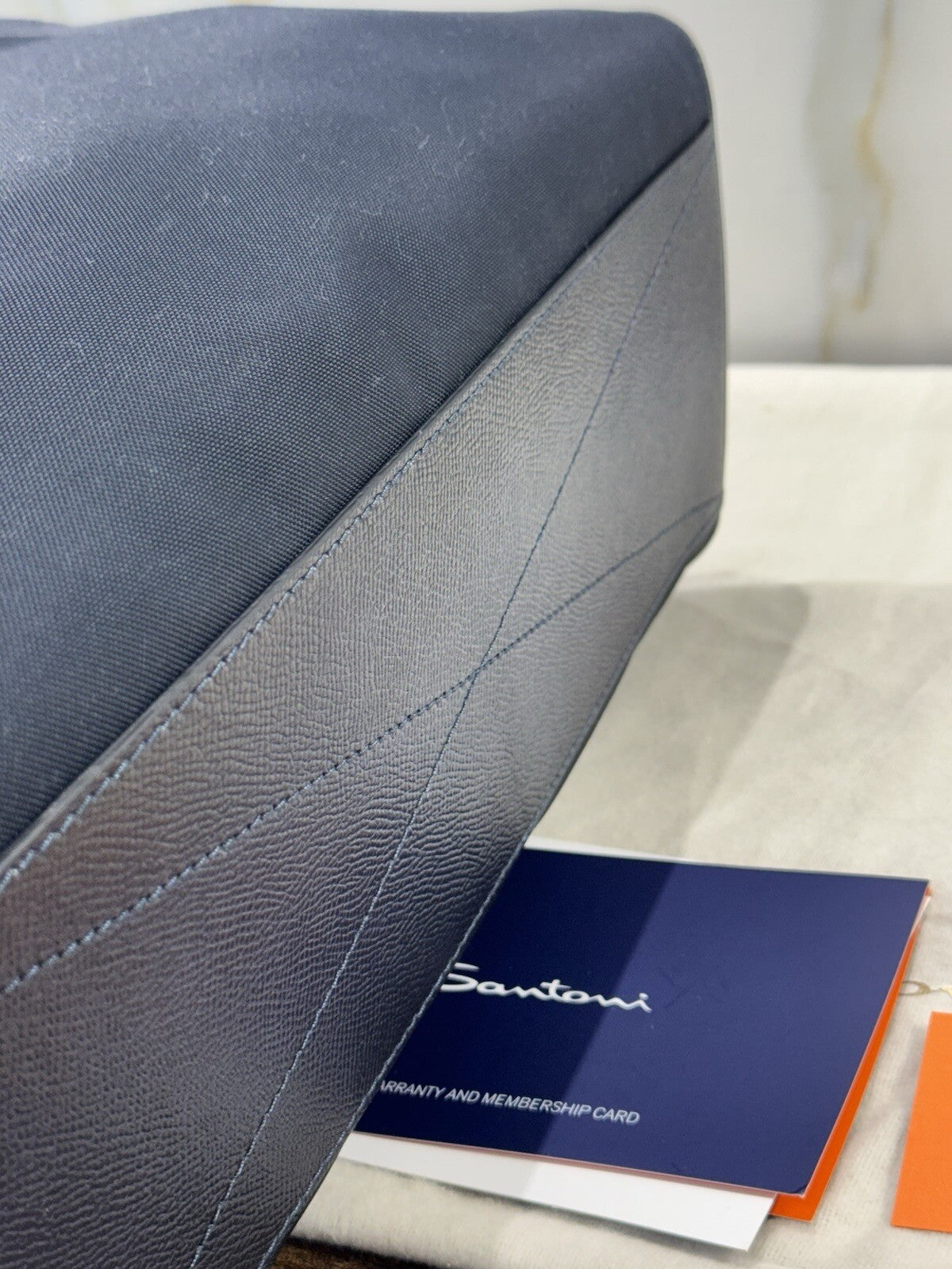 Borsa Santoni Uomo  Double Shopping Pelle E Tessuto   Luxury Men Bag Santoni