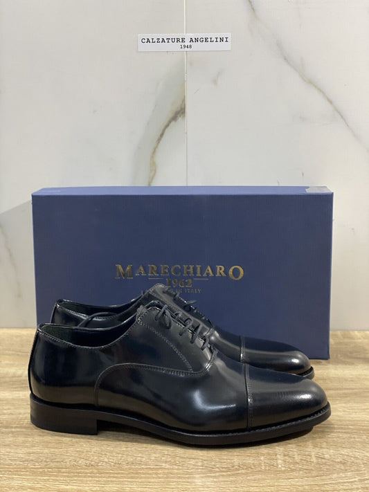 Marechiaro 1962 Oxford Uomo Pelle Nera Polish Made In Italy 41.5