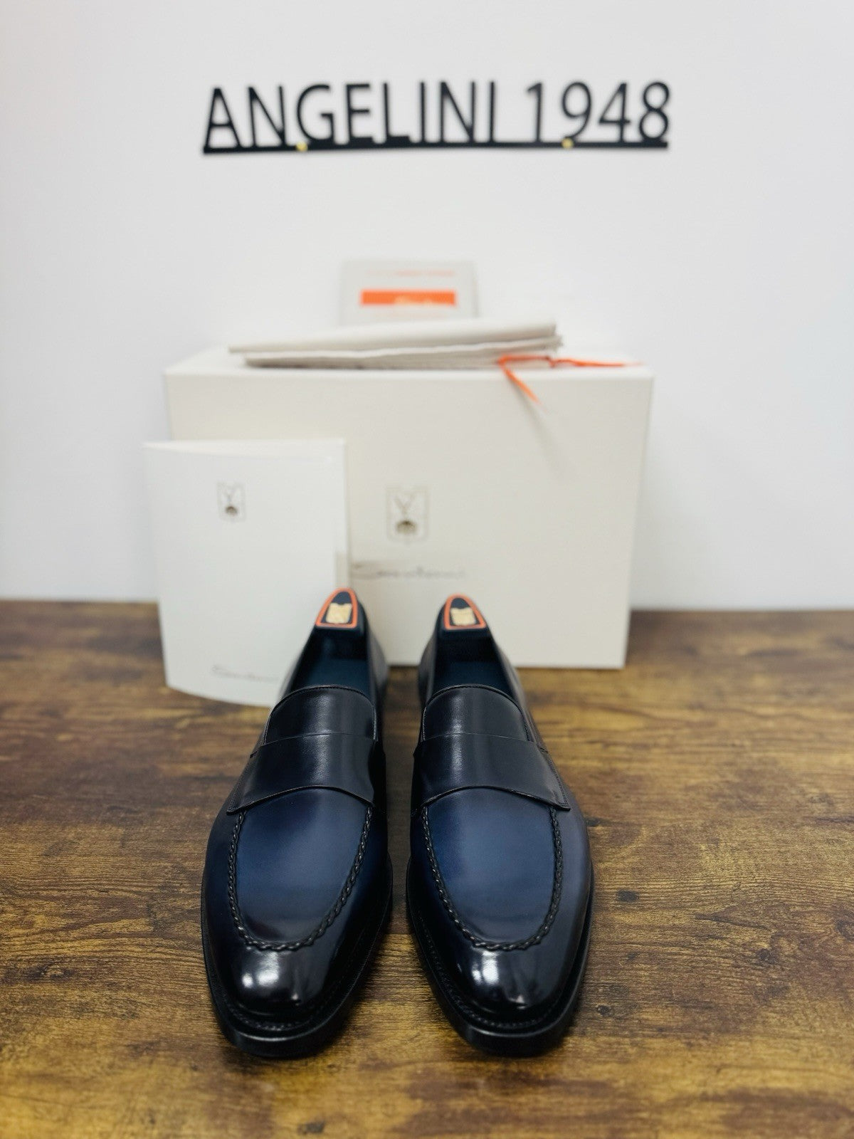 Santoni Mocassino Penny Collezione Meraviglia Limited Pelle Blu Luxury Uomo 42