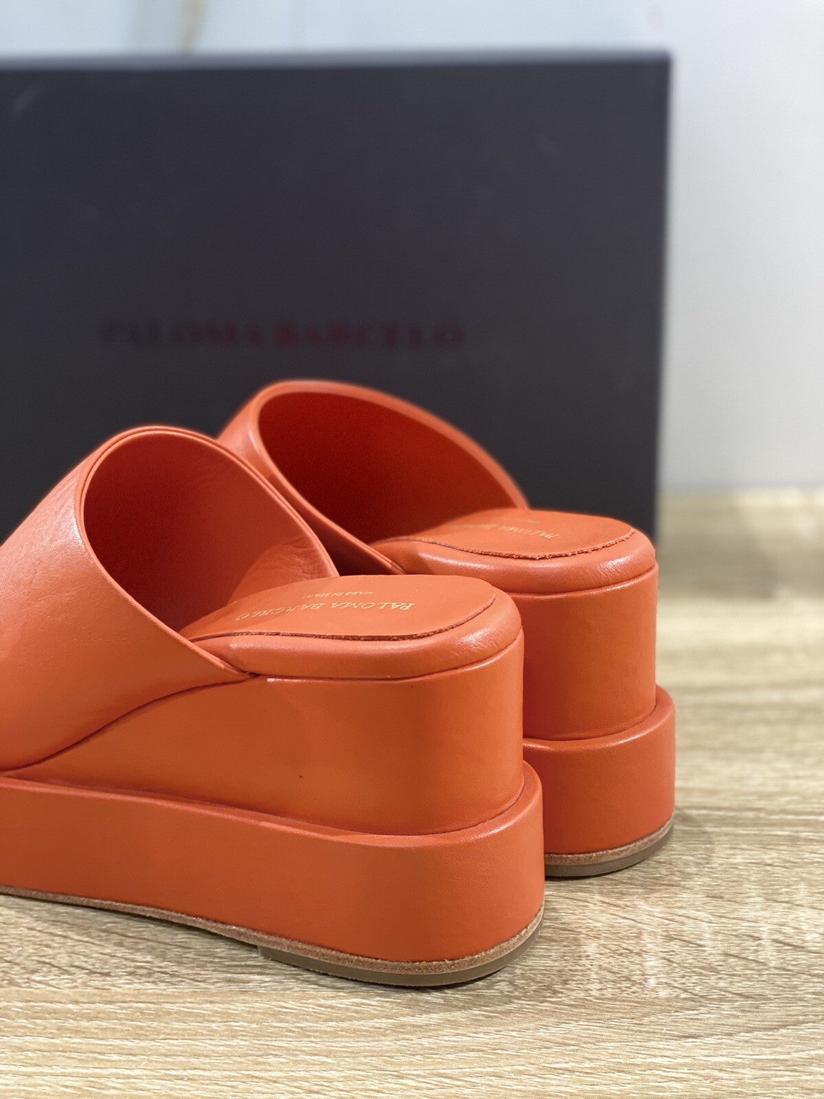 Paloma BARCELO’ Sandalo Donna Zeppa Marit In Pelle Orange Luxury Woman Sandal 39
