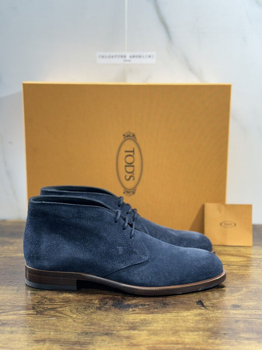 Tod’s Polacco Casual Suede  Pelle Blu Luxury Tod’s Boot Men 41.5