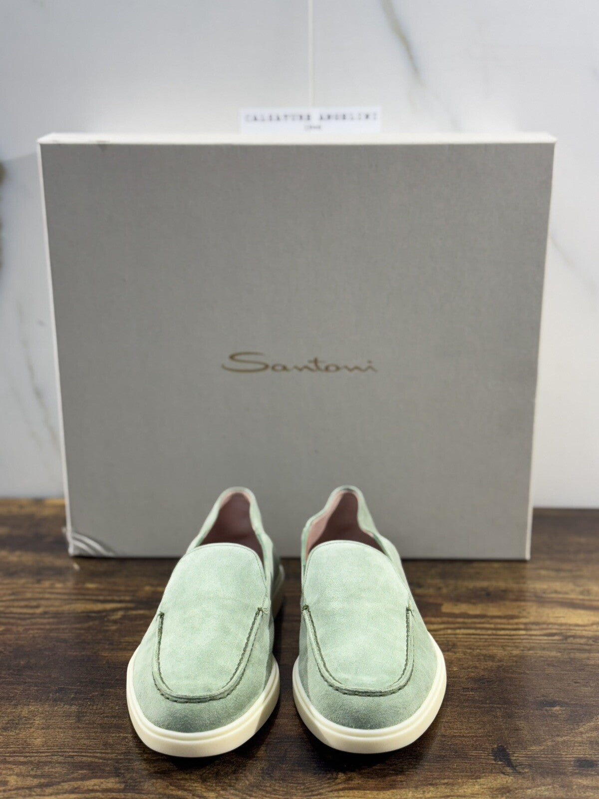 Santoni Mocassino Donna Summer Walk Light Green Suede Casual Loafer Santoni 37.5