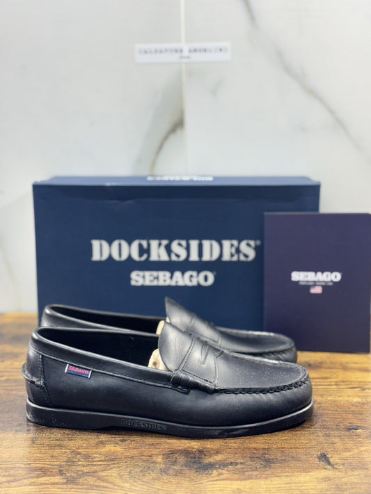 Sebago Dolphin Waxed Mocassino Pelle Nero Icon Sebago Uomo 41