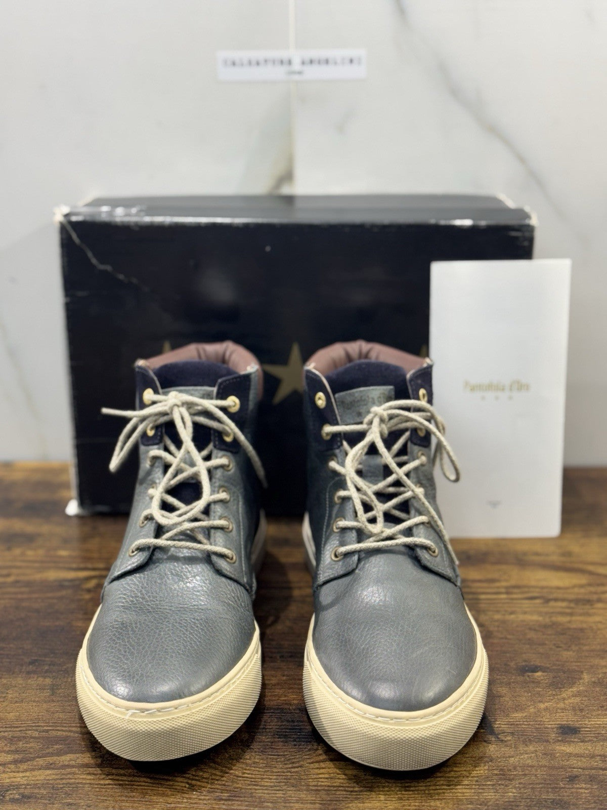 Pantofola D’oro Stivaletto Mid Pelle Blu Casual Boot Uomo 44