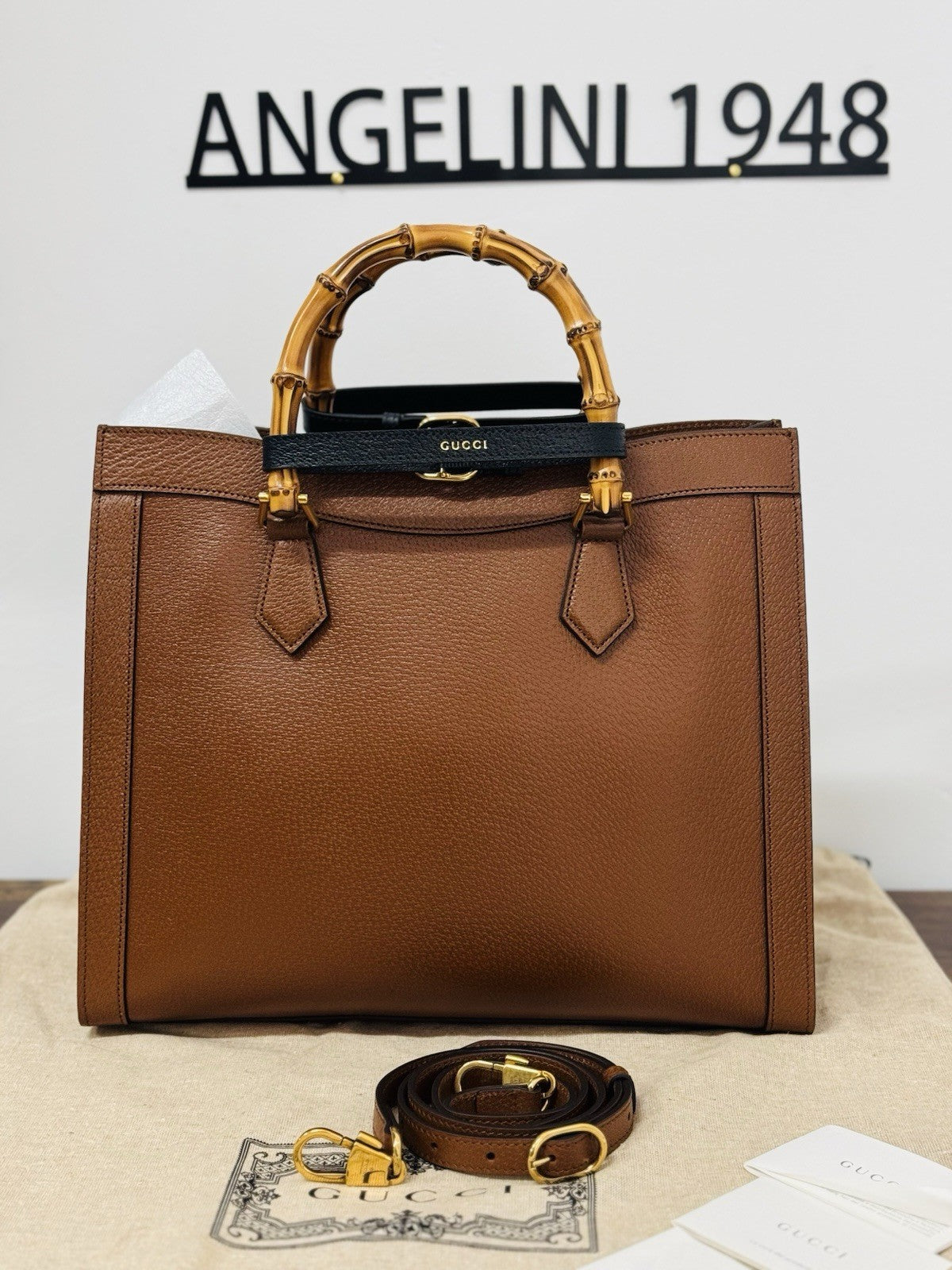 Gucci Diana Media  Tote Bag Bamboo Luxury Borsa Pelle Cuoio Gucci Icon Donna