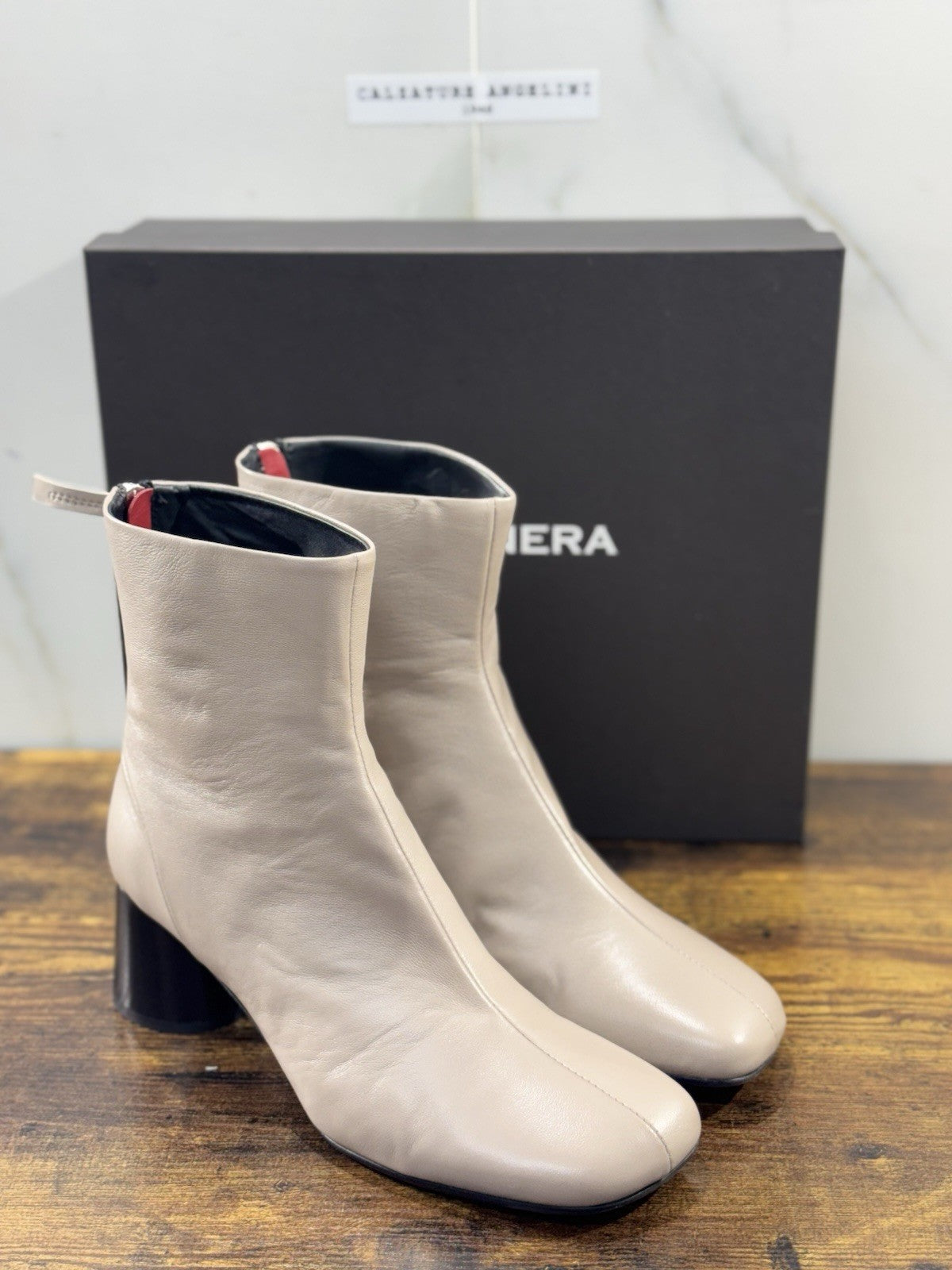 HALMANERA Stivaletto    Pelle Tortora   Con Tacco Luxury Made In Italy Donna 40