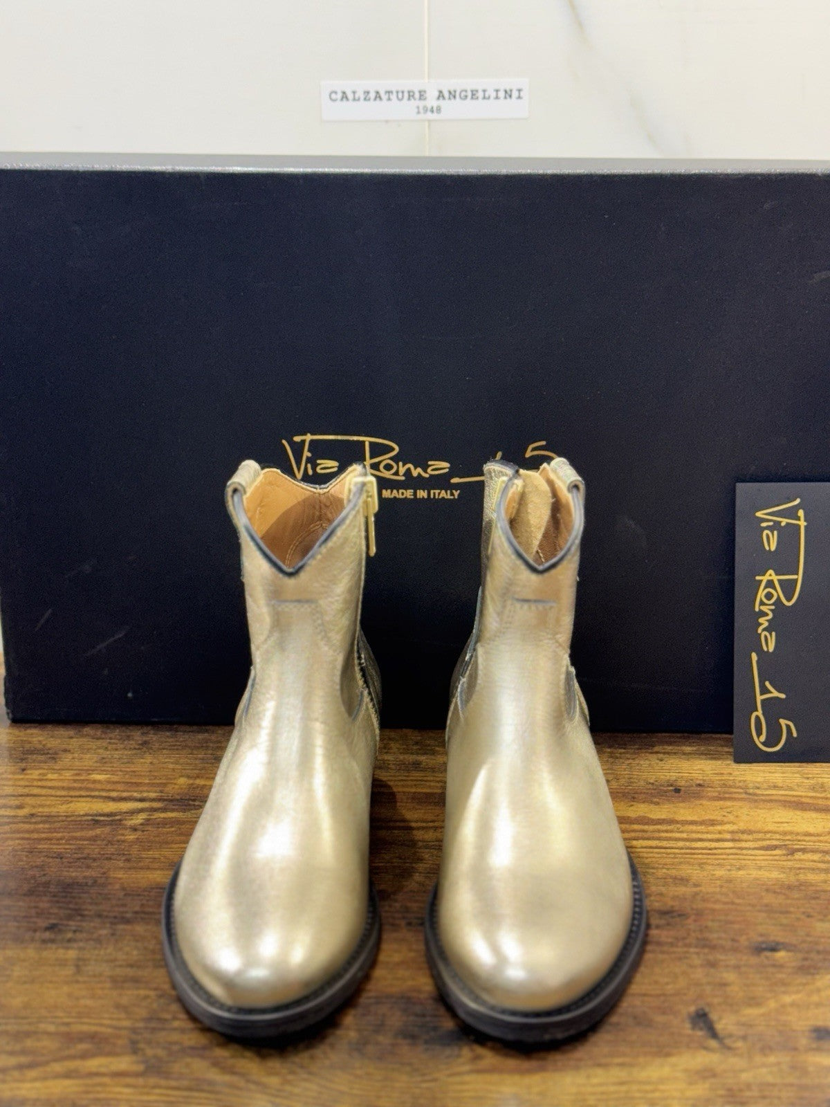 Via Roma 15 Texano Pelle Oro  Casual Texan Boot Donna 41