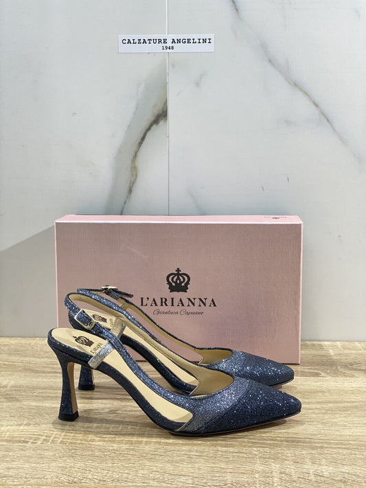 L’ARIANNA Sling Back Donna Luxury Blu Con Tacco 37