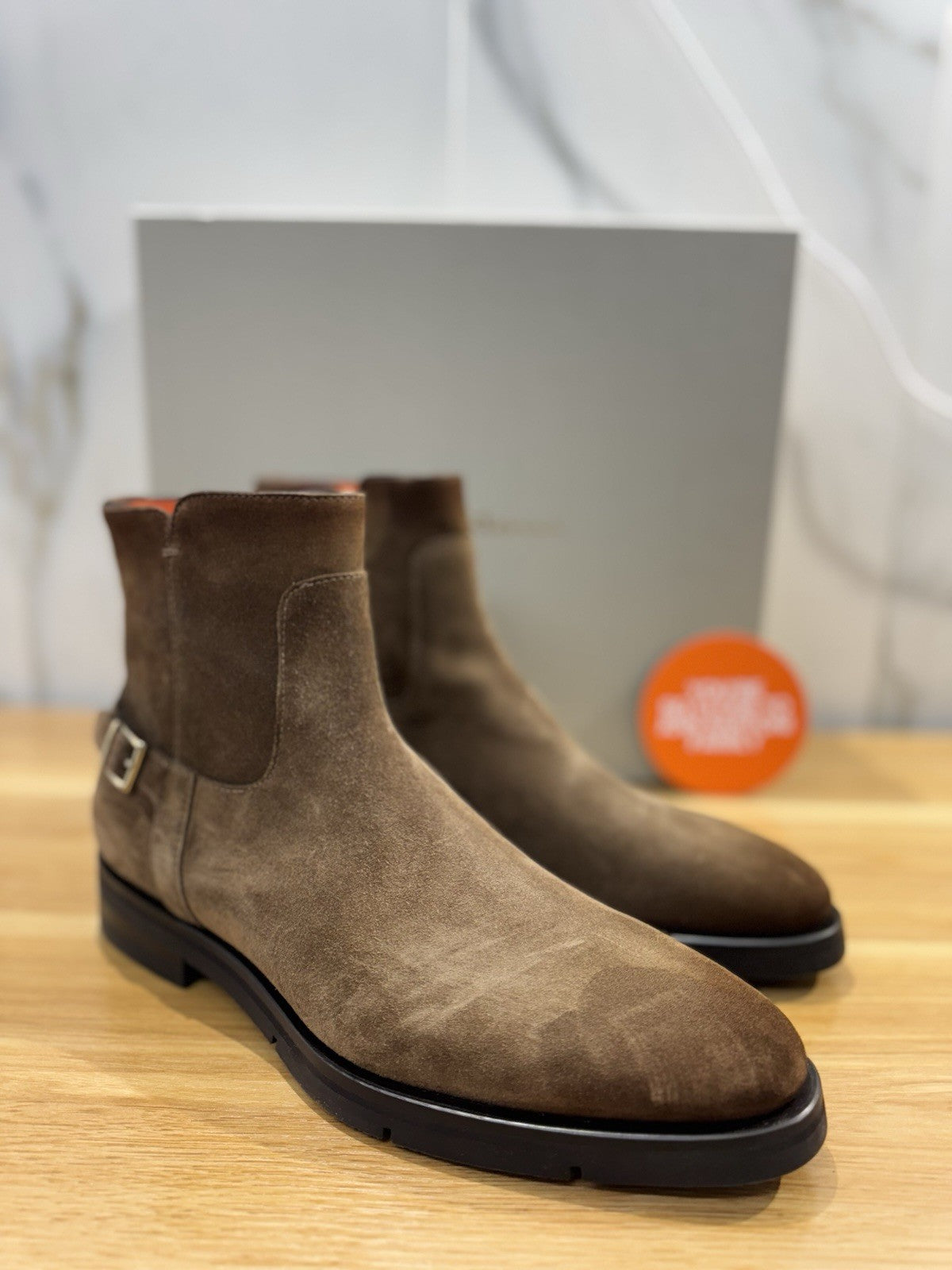 Santoni Chelsea Boot Suede Cuoio Luxury Santoni Boot Uomo 41.5