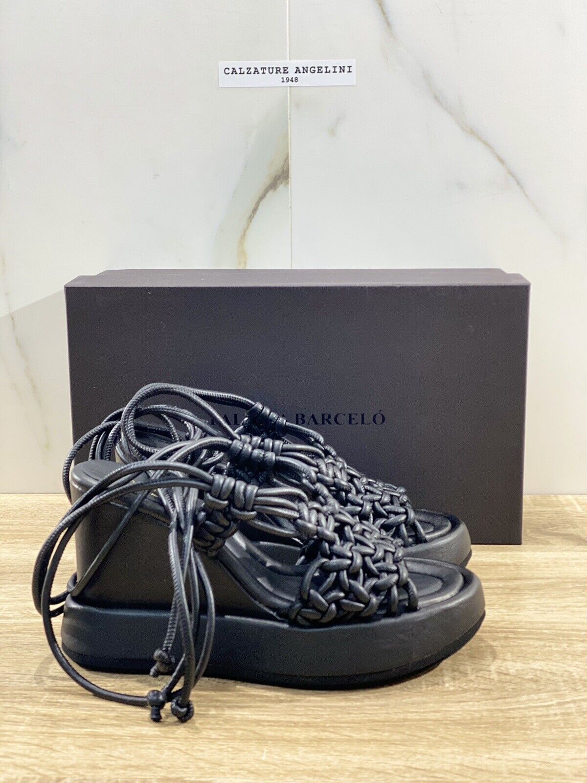 Paloma Barcelo’ sandalo donna claire in pelle nero zeppa 41