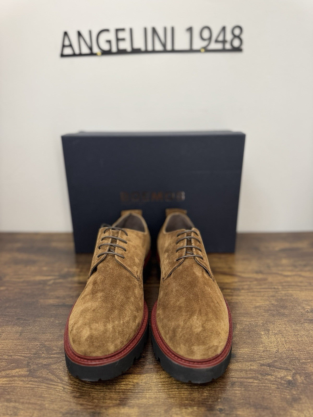 Boemos Stringata  Pelle Suede Sigaro   100% Made In Italy Casual Boot Uomo 44