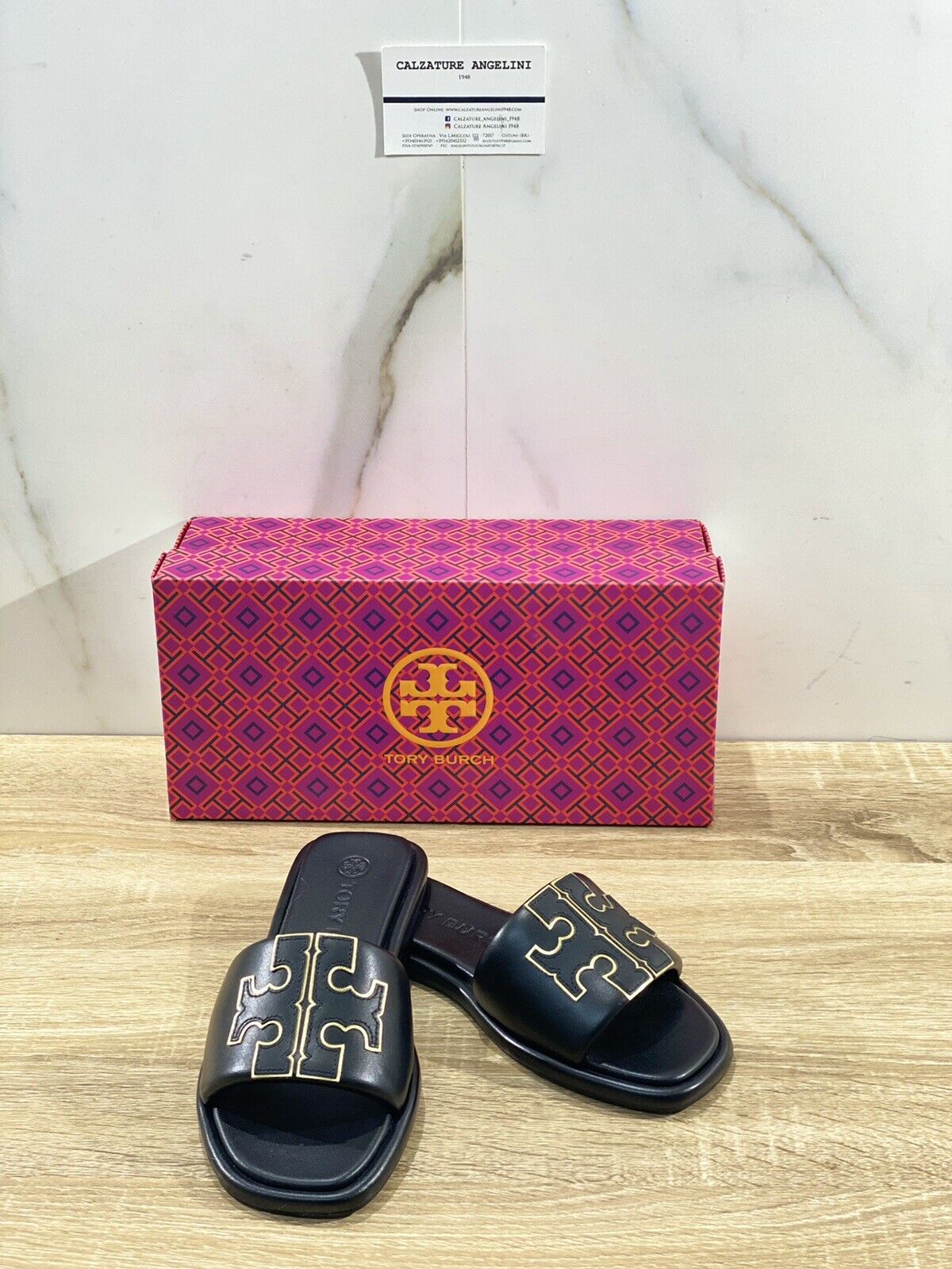 Tory Burch Doublet Sport Slide Sandal In Pelle Nera Luxury Woman Shoe 36.5