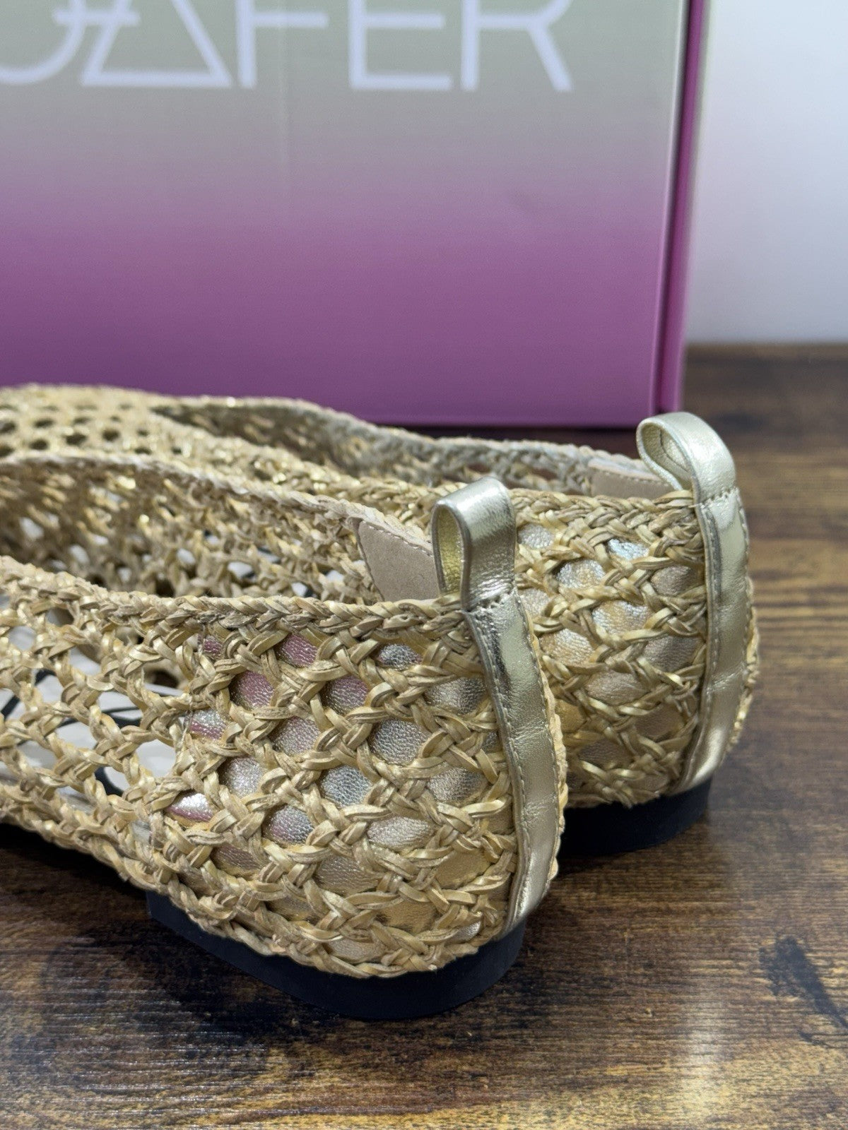 Ballerina Loafer Holes Pelle Oro Intrecciata Donna 37