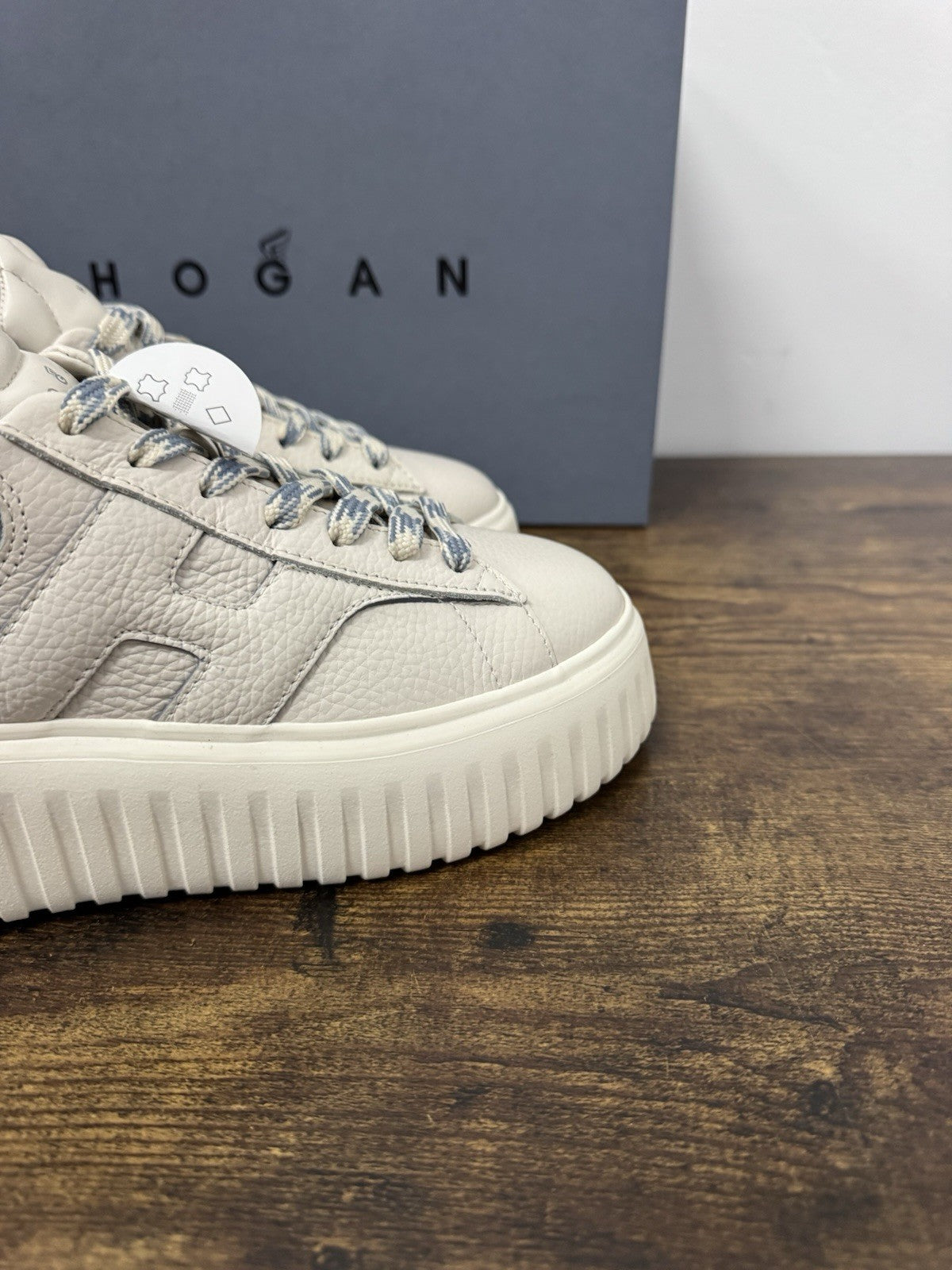 Hogan H Stripes Pelle Bianco Celeste  Casual Hogan Donna 35