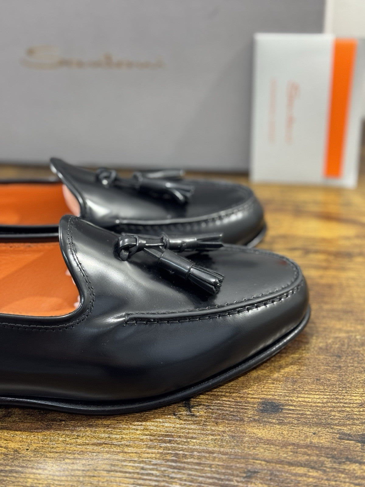 Santoni Mocassino Uomo Tassel Pelle Nero Goodyear Luxury Men Santoni 42