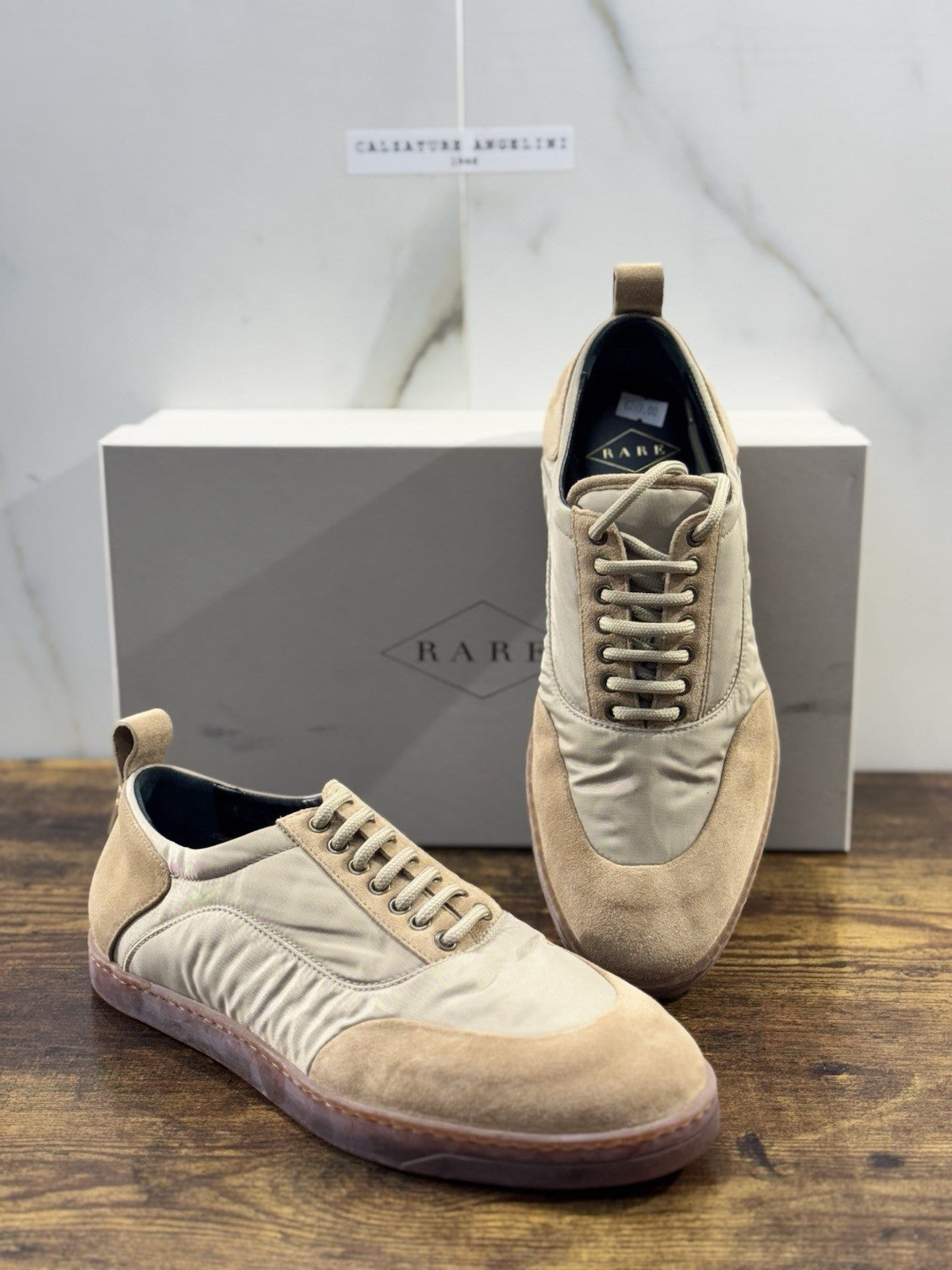 Rare Sneaker Uomo Suede Beige Fondo Ultra Flexible Top Quality 41
