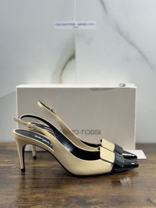 Sergio Rossi Slingback Donna Pelle Nero Skin Luxury Sergio Rossi Woman Shoe 38