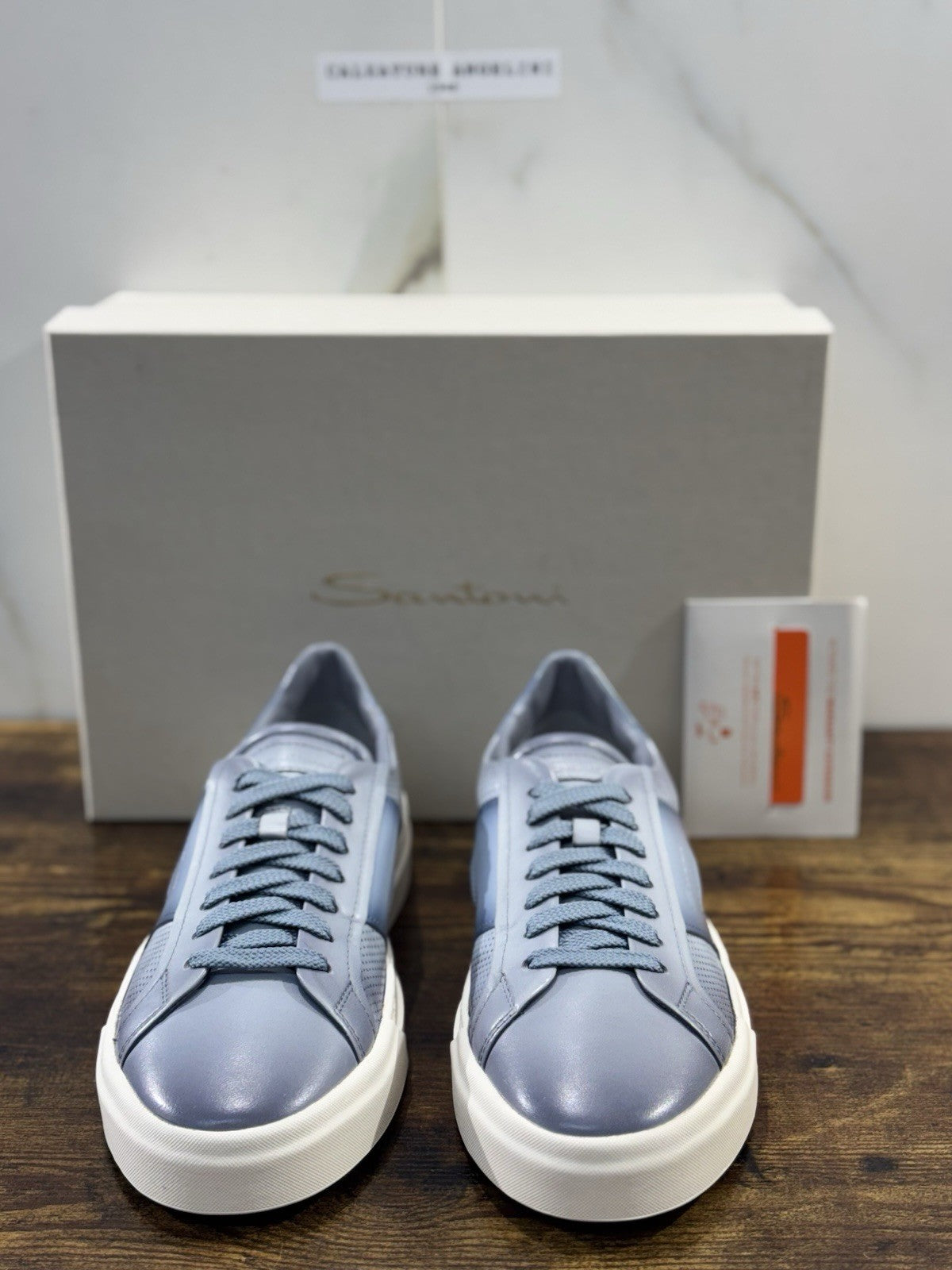 Santoni Sneaker DBS  Pelle Light Blue   Luxury Santoni Scarpe Uomo 41
