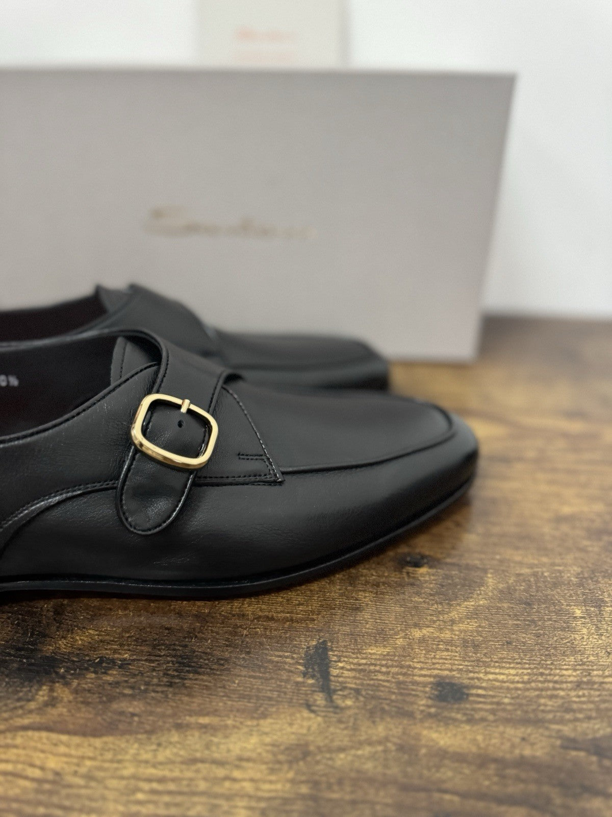 Santoni Mocassino Mono Buckle Goodyear Pelle Nero  Luxury Santoni Scarpa 43.5