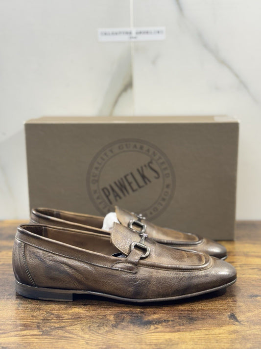 Pawelk’s Mocassino    Uomo Pelle Cuoio      Hand   Made  In Italy Washed  41