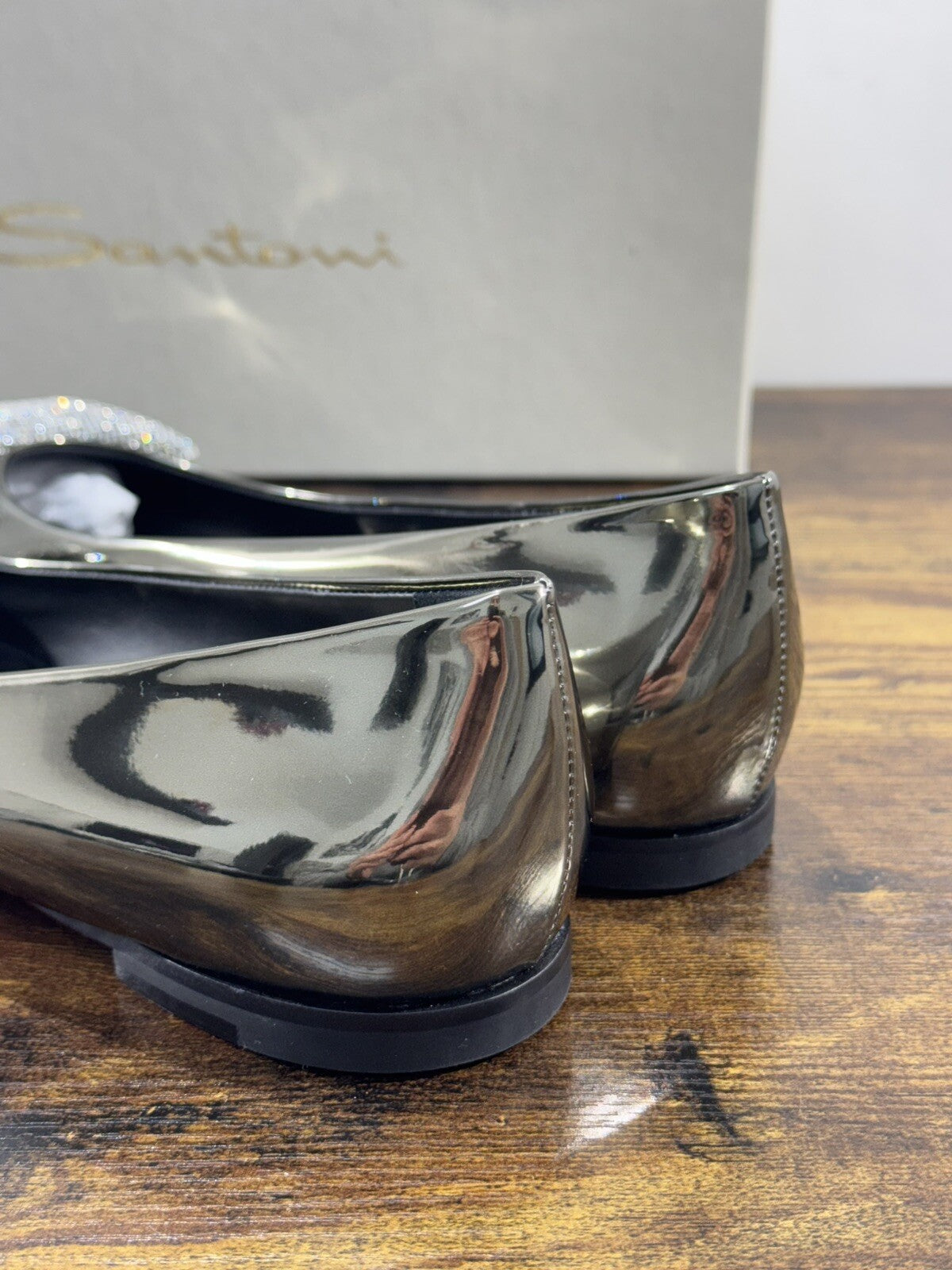 Santoni Ballerina   Donna Pelle Silver    Luxury  Woman Santoni Shoes 38