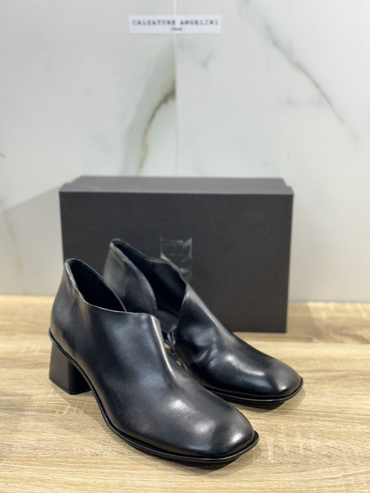 Ernesto Dolani  Scarpa  Donna Mocassino Con Tacco Pelle Nera  Luxury Handmade 41