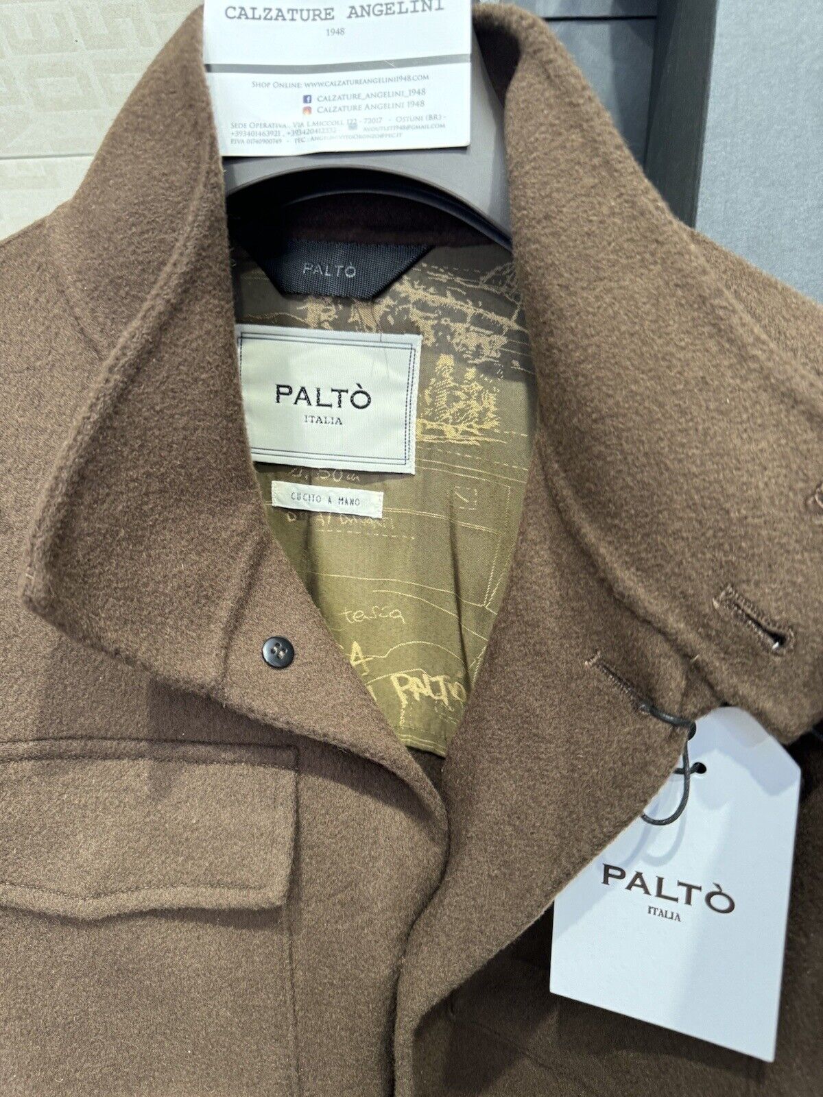 Palto’ Cappotto Corrado Cioccolato  Lana Cucito A Mano Lux  Men Jacket Palto’ 54