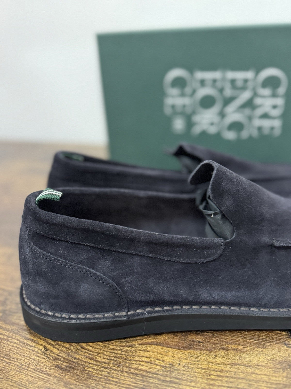 Green George Mocassino Summer Walk  Suede Blu   Handmade In Italy Uomo 45
