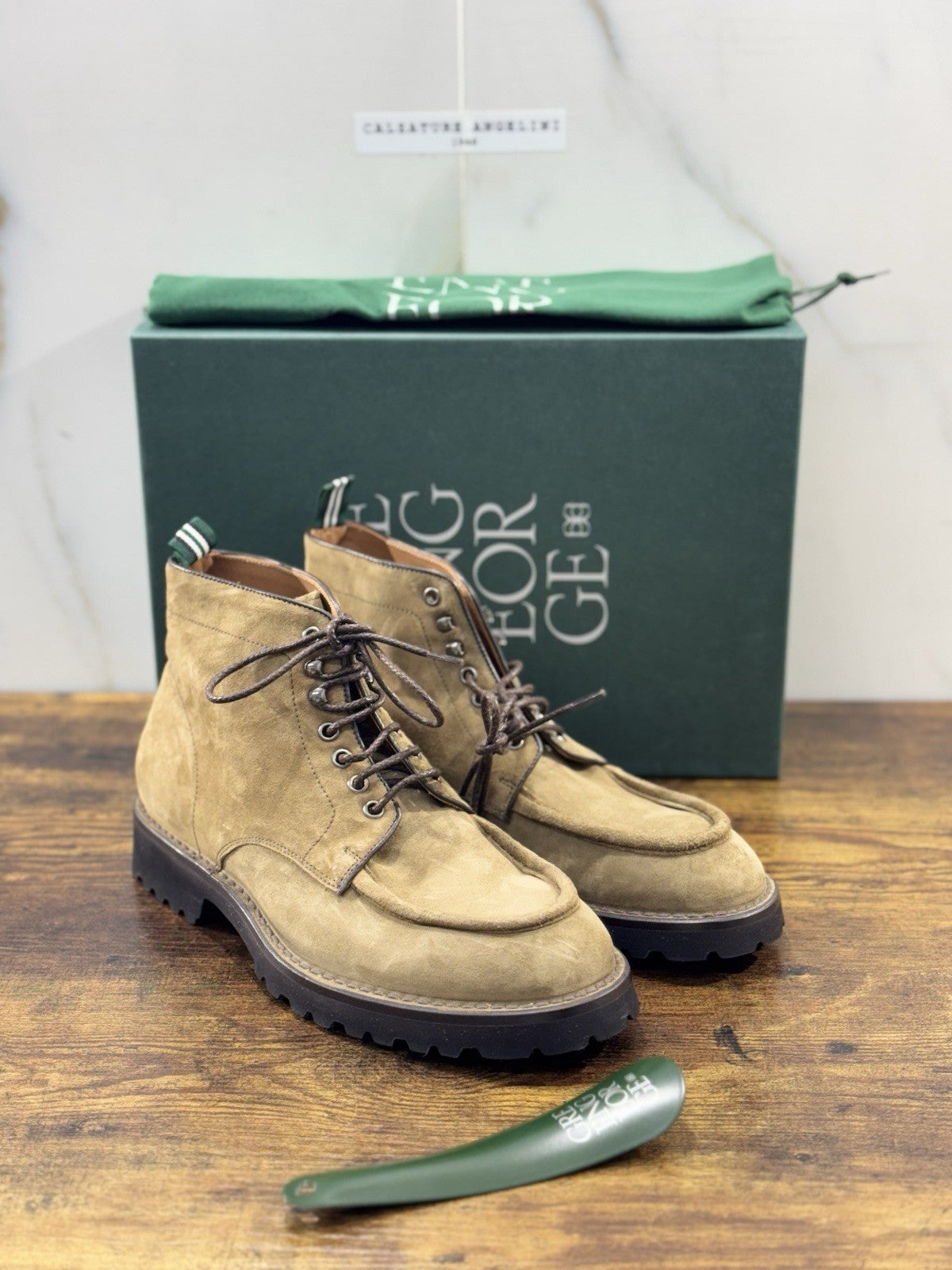 Green George Scarpa Uomo Polacchino Pelle Suede      Fondo Extra Light 41.5