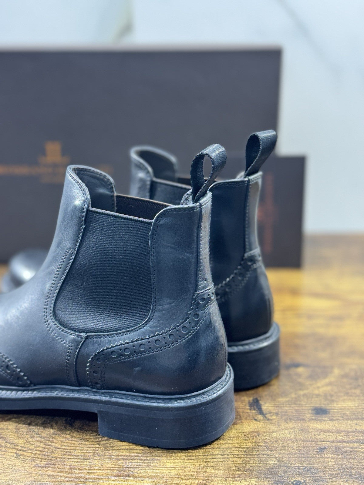 Rossano Bisconti Chelsea Boot Uomo Pelle Nero   Fully Made In Italy 42.5