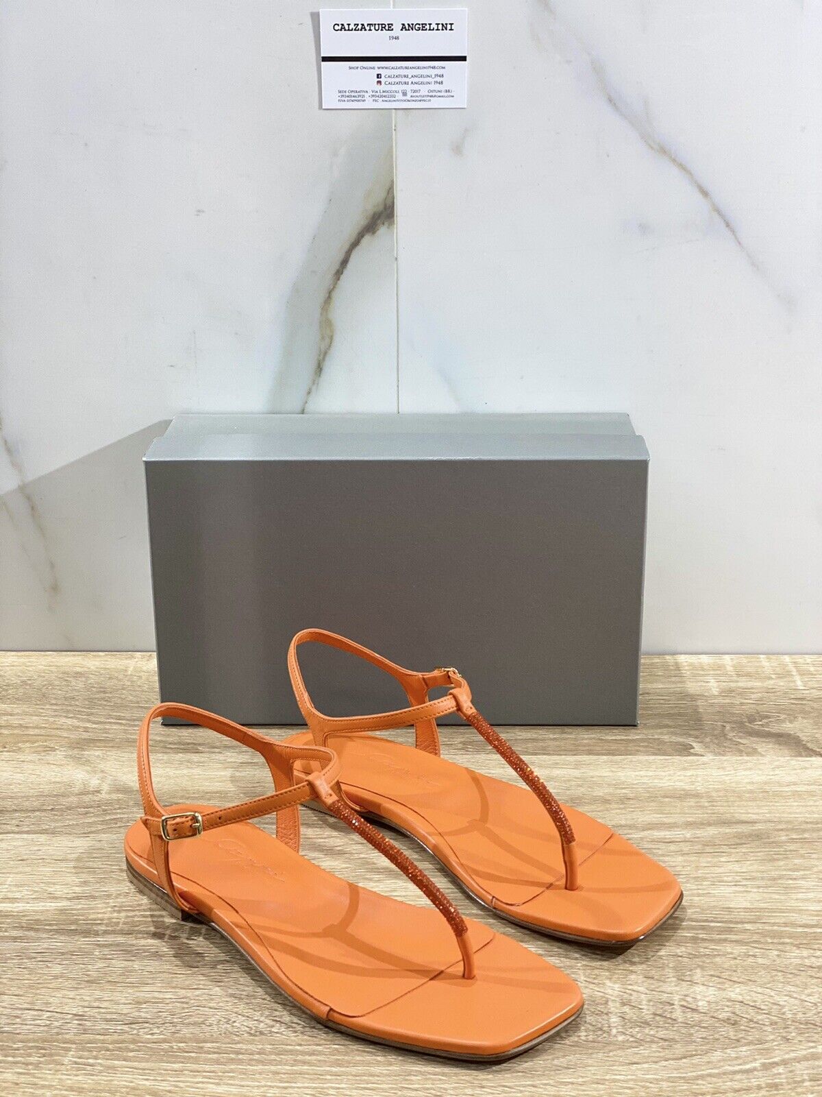 Sandalo Capri donna pelle arancio fatto a mano luxury capri sandal 39