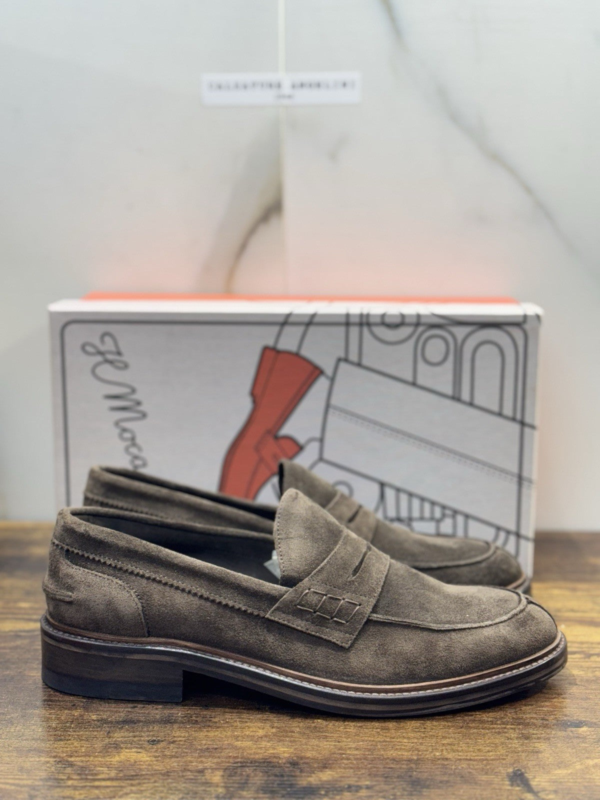 Il Mocassino Suede Testa Moro Casual Scarpa Uomo Fatta A Mano 41