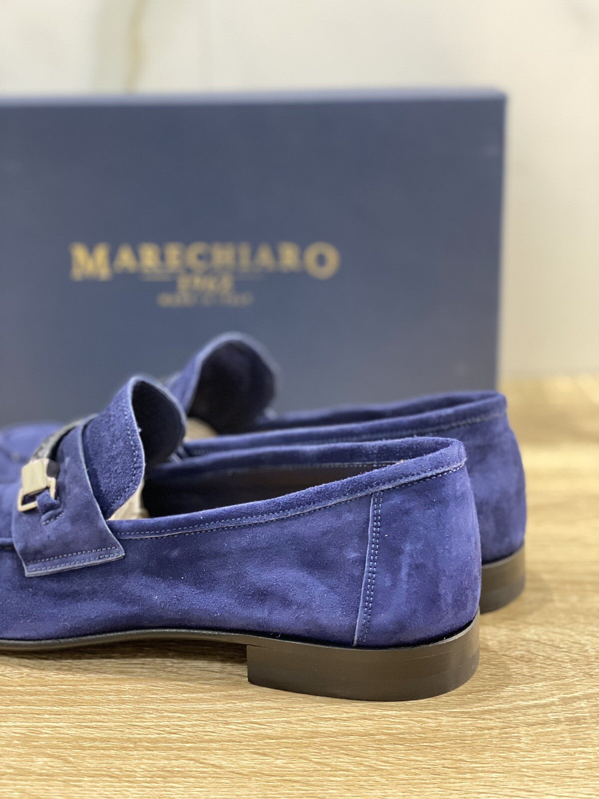 Marechiaro 1962 Mocassino Uomo M24TR Suede Blu Luxury Hamdmade 44