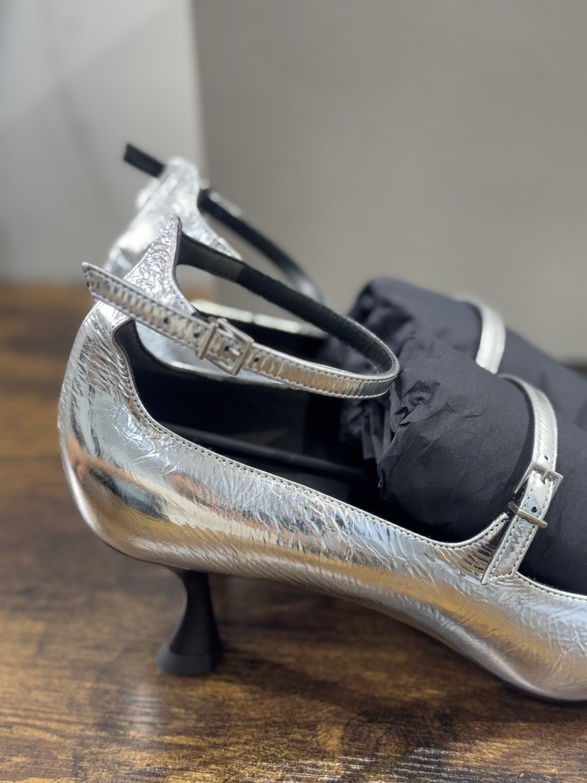 Sergio Levantesi Décolleté Pelle Nero Argento Luxury Made In Italy Donna 41